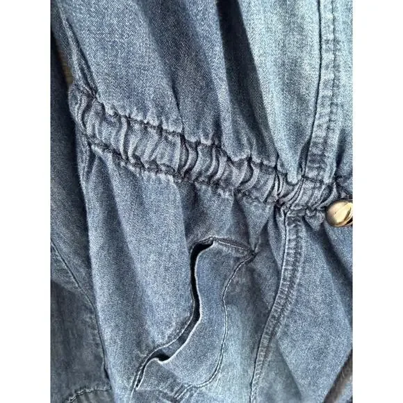 Cavalini Denim Utility Jacket | Zip Front Drawstring Waist | Lightweight | Size - Picture 6 of 9